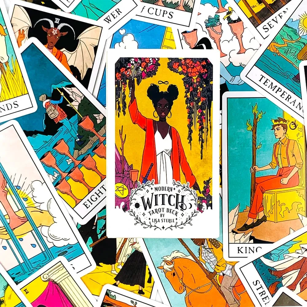 Cartas de tarô de bruxa modernas, um oráculo de 78 baralhos, adivinhação em inglês, jogos de jogo, perfeito para iniciantes, mulheres, meninas, uso pessoal