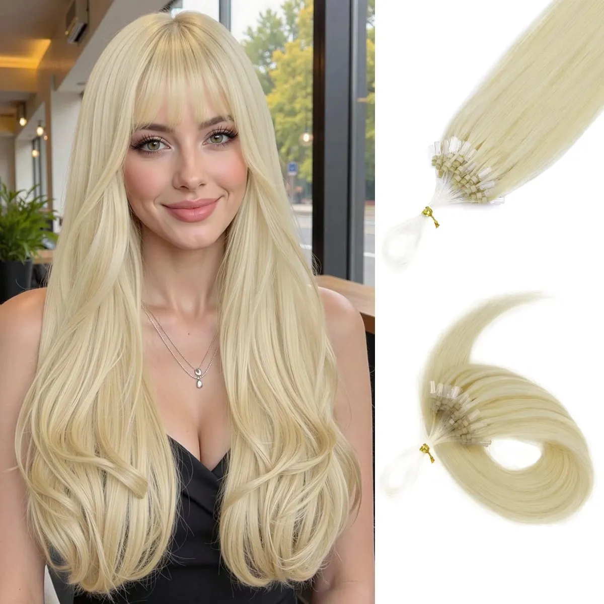 Extensões de cabelo humano micro loop, fácil instalação em casa, micro contas, loiro, marrom, preto, reto, 30 g/pacote