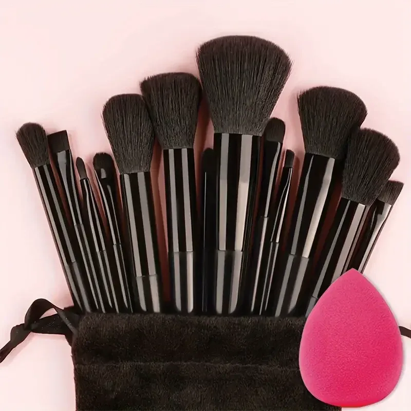 Conjunto de pincéis de maquiagem profissional, 13 peças, base, sombra, blush, pó, mistura macia, fofo, cosméticos, conjunto completo de ferramentas de maquiagem feminina