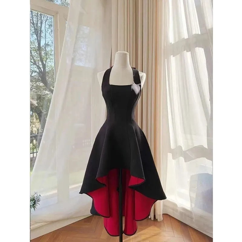 França elegante preto retalhos vestido de alça longa sem mangas estilo festa feminino suave y2k vintage bodycon primavera verão 2026