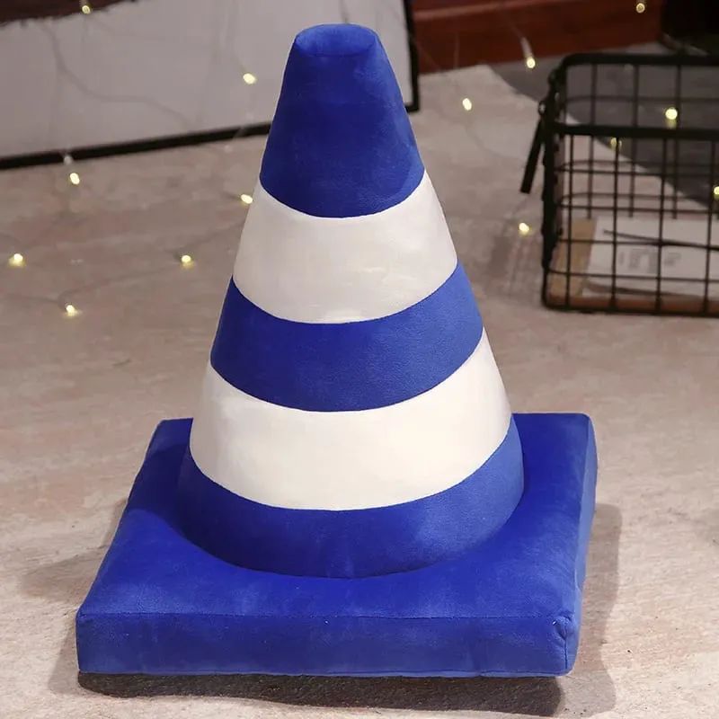 Simulação cone de tráfego travesseiro de pelúcia criativo roadblock brinquedo de pelúcia construção cone sinal almofada boneca crianças meninos estrada jogo presente