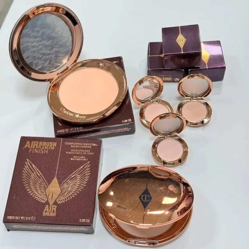 Charlotte Tilbury Airbrush Acabamento impecável Suavização de poros desfocados Maquiagem CT Edição limitada Disco de prata Configuração em pó cosmético — image 3