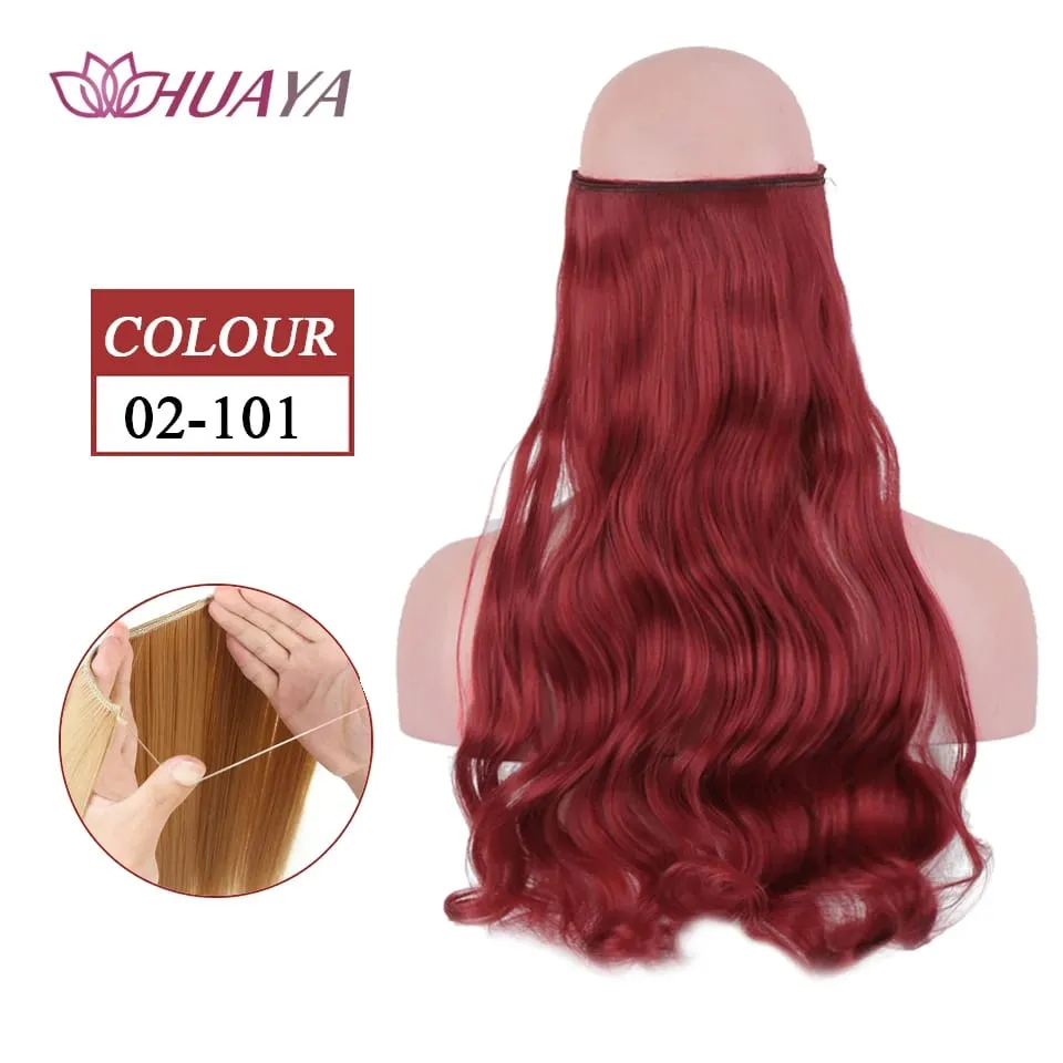 Synthetic Long Straight Invisible Wire No Clips In Hair Extensions Fake Hair Pieces Secret Fish Line Hairpieces For Women