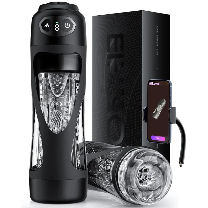 2026 automático lambendo sucção masturbador masculino ai sincronização masculino Stroker pênis bomba boquete adulto brinquedo bolso buceta com suporte do telefone
