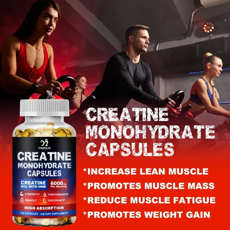 High Absorption Creatine Capsules with Mixed Creatine Vitamin E Boost Muscle Growth Extend Workout Accelerate Recovery