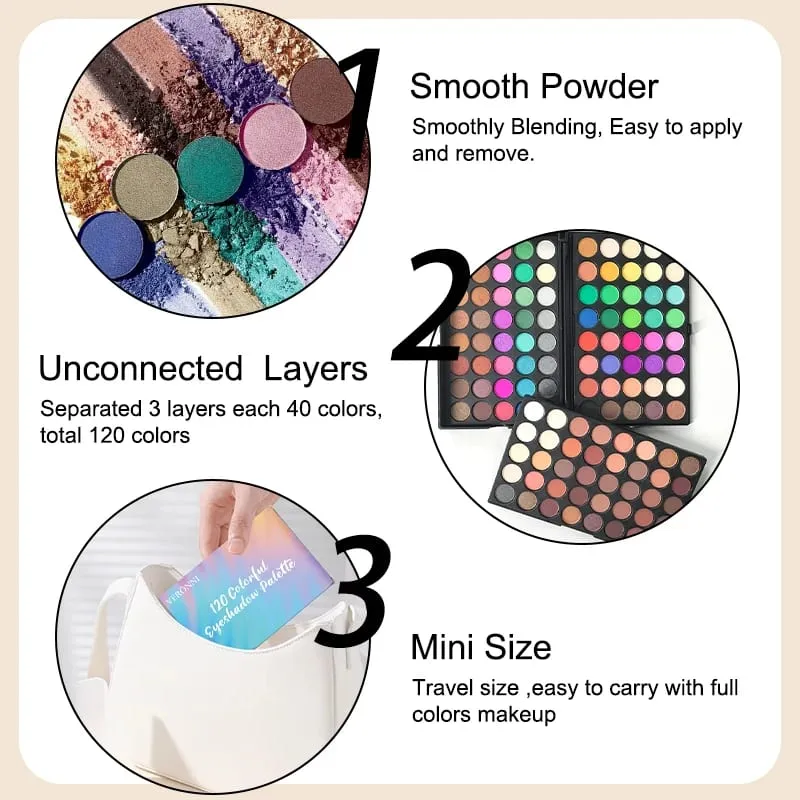 4pcs conjuntos de maquiagem paleta de sombra de 120 cores com 8pcs pincéis e 2pcs placas de prática de maquiagem para iniciantes prática de maquiagem
