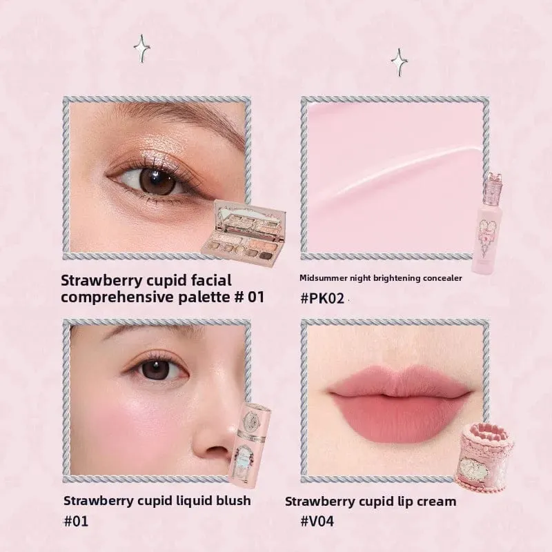 Flor sabe conjunto de maquiagem lábio lama iluminador pó blush sombra de olho maquiagem profissional presente kit para menina cosméticos conjunto completo