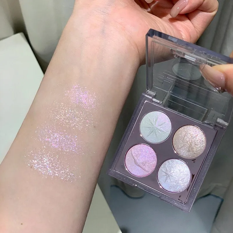 Paleta de sombras com glitter fino perolado, paleta de sombras com lantejoulas diamante e bicho da seda, à prova d'água, maquiagem duradoura para os olhos