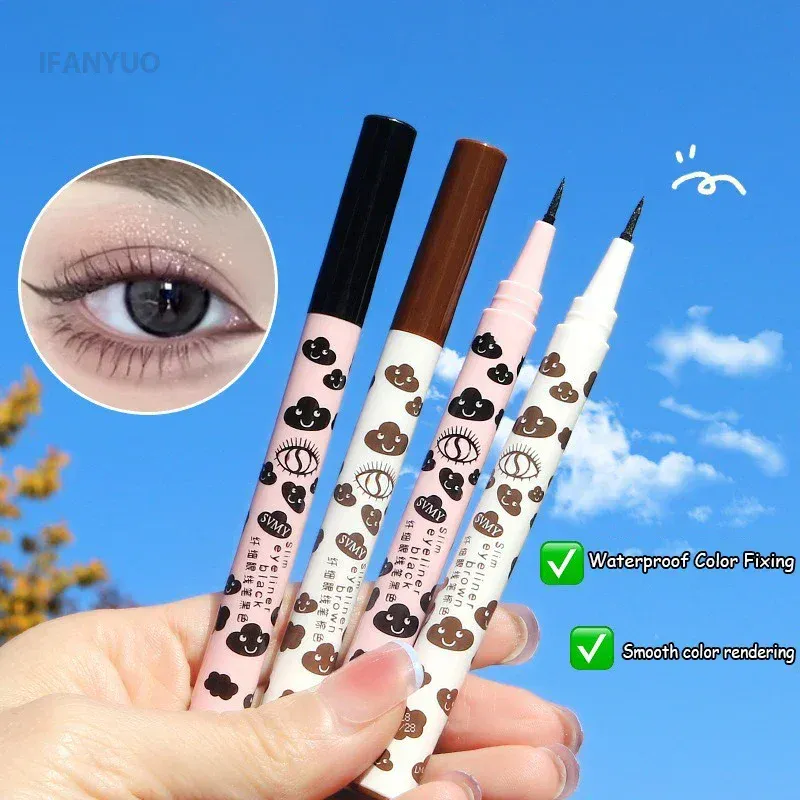Caneta delineadora líquida ultrafina, natural, fosca, à prova d'água, secagem rápida, cílios inferiores, caneta de bicho-da-seda, pigmento alto, ferramenta de maquiagem suave para os olhos