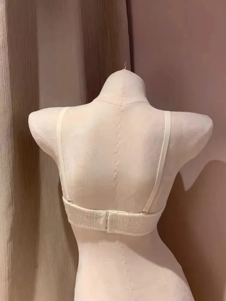 Novo conjunto de lingerie de renda sem fio sutiã acolchoado meia xícara pequeno busto impulso sexy anti-sag roupa interior feminina toda a temporada S-XLAB copo