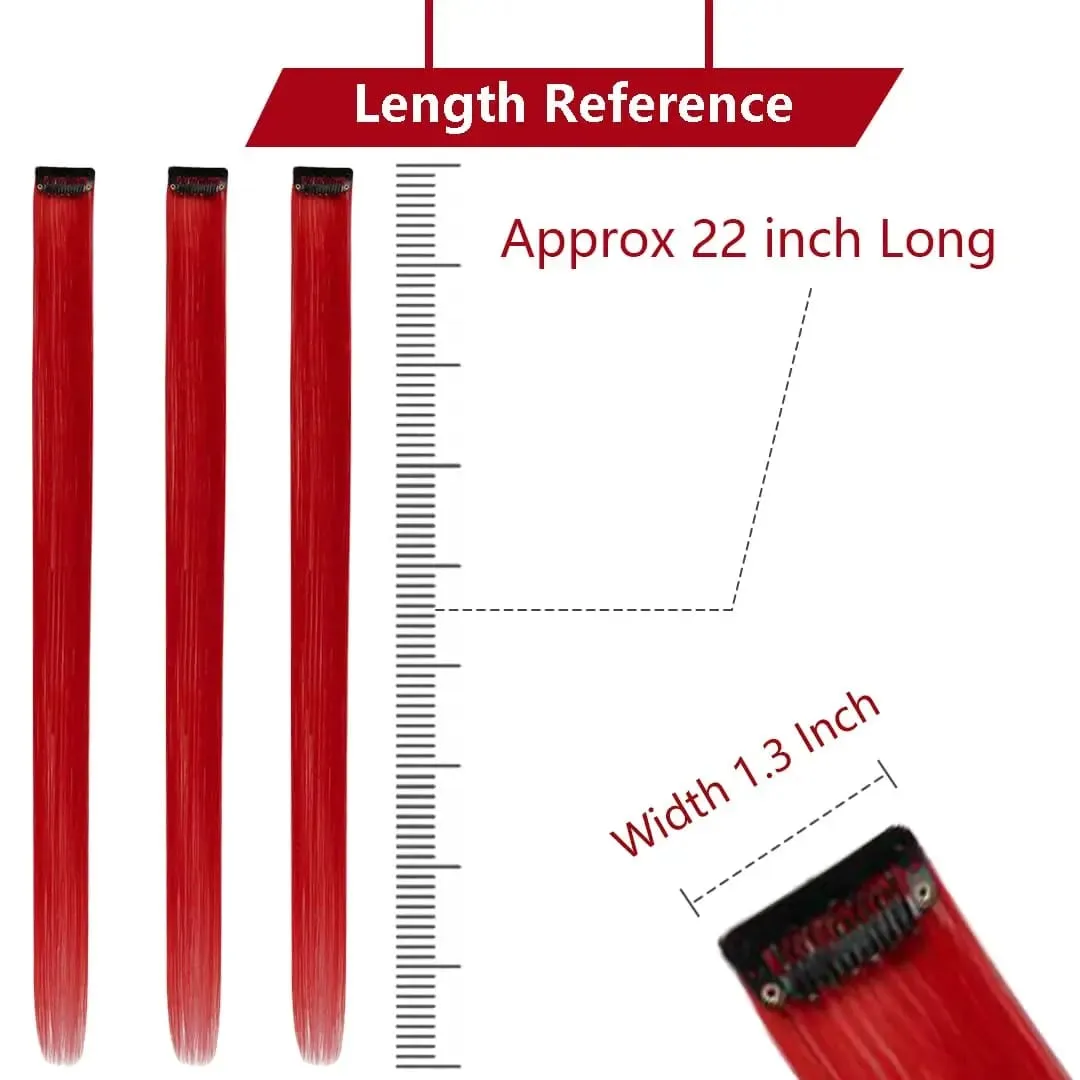 5 pçs clipe colorido em extensões de cabelo sintético destaques festa extensões de cabelo colorido arco-íris falso grampos de cabelo postiços — image 4
