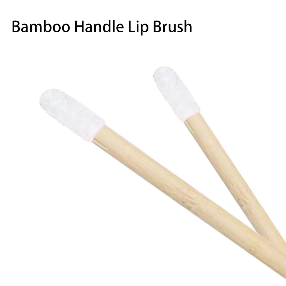 Aplicadores de varinhas labiais, 50/100 peças, alça de bambu, pincel de batom, varinha de brilho, pincéis de maquiagem para extensão de cílios, ferramenta de beleza