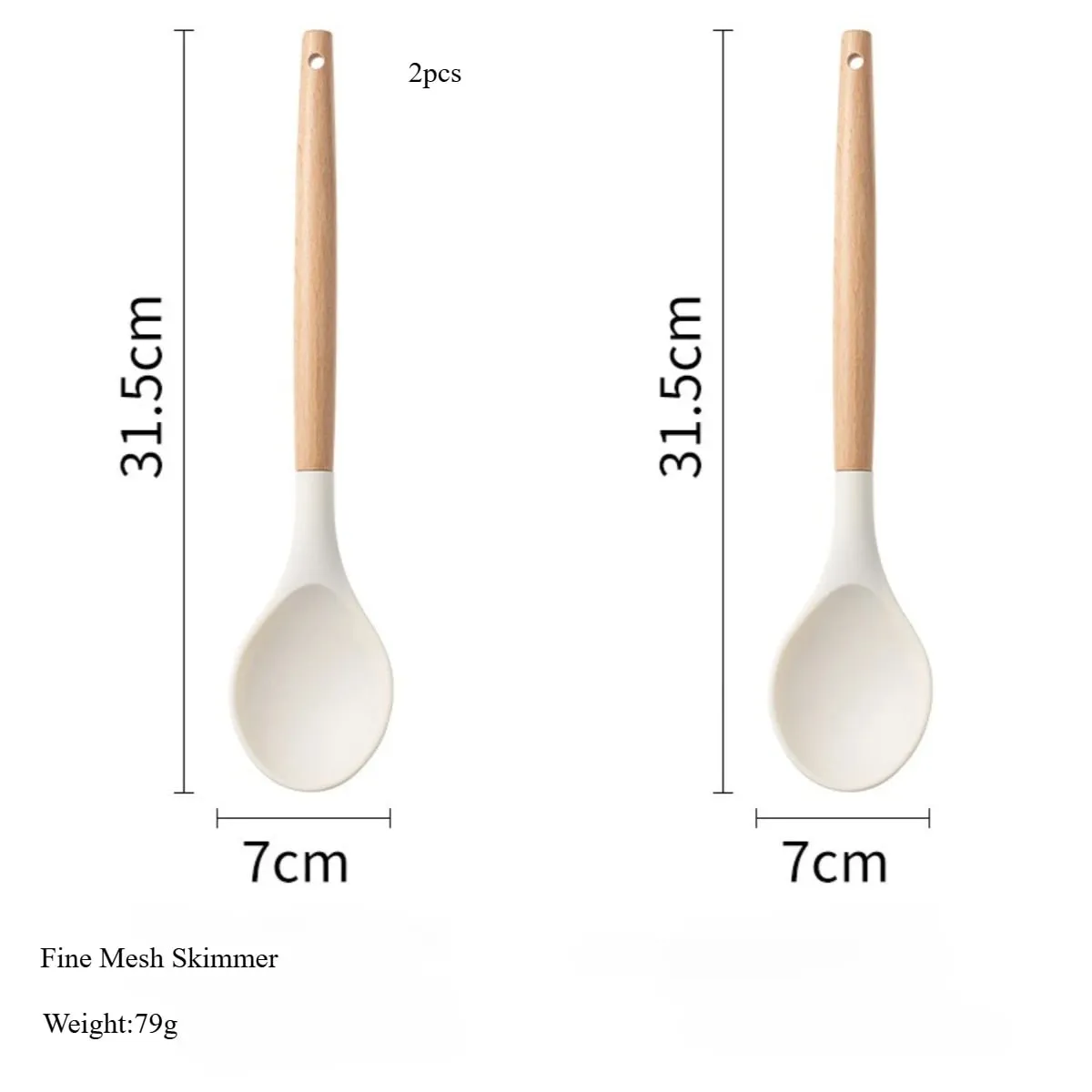 2/12 pçs conjunto de utensílios de cozinha de silicone branco com alça de madeira espátula de panelas resistente ao calor antiaderente ferramentas de cozinha — image 13