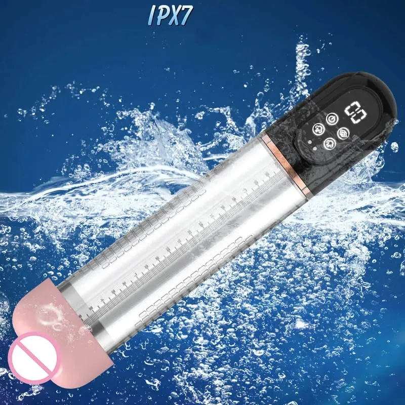 Bomba peniana elétrica à prova d'água ipx7, extensor de pênis, ampliador de pau, masturbador a vácuo, brinquedos sexuais para homens