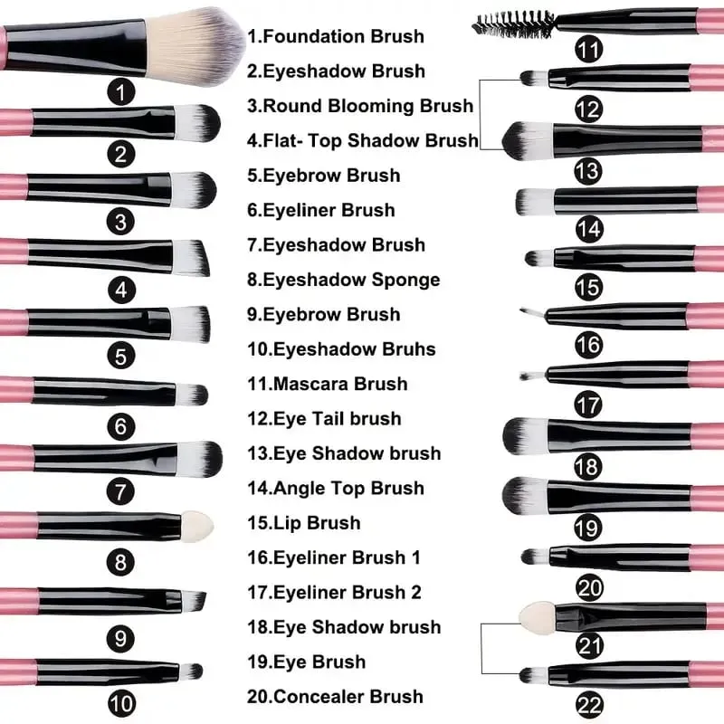 Conjunto de pincéis de maquiagem macio, 20 peças, base cosmética, pó, sombra, kabuki, pincel de maquiagem, ferramenta de beleza, esponja de maquiagem