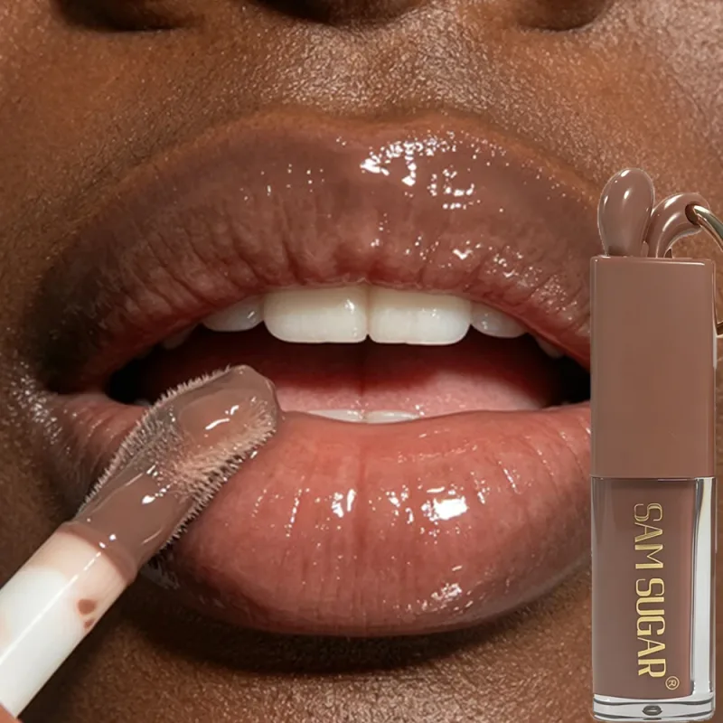 1pc espelho ouro brilhante marrom coelho brilho labial hidratante plumping gloss líquido batom fosco chocolate marrom tom de tonalidade labial
