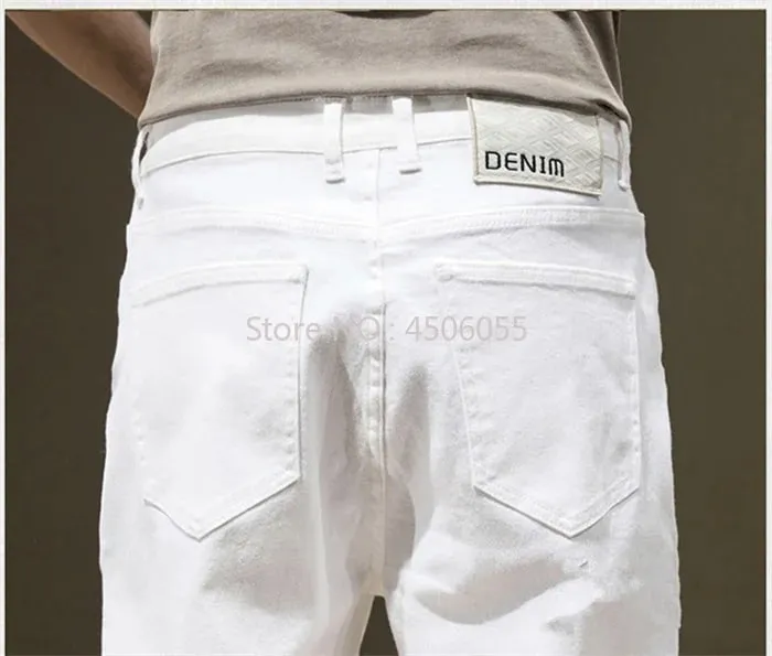 Tall Man White Jeans Straight Extra Long Boys Lengthened Plus Size 42 44 46 48 Loose Cotton Stretched Denim Pants Male Trousers