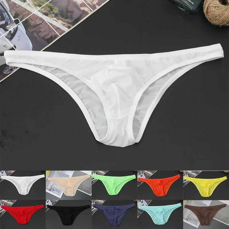 1PC Summer New Underwear Men's Ice Silk Briefs Ultra-thin Transparent Breathable Sexy Comfortable Low Waist Underpants for Men — image 8