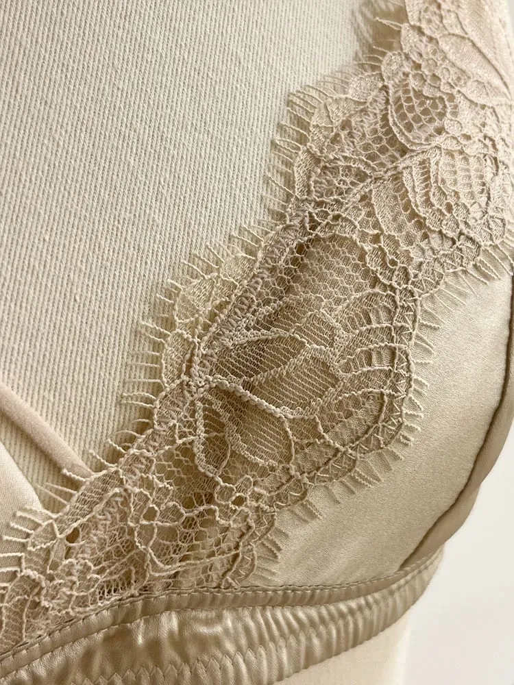 Sutiã de renda estilo francês, bralette, seios pequenos, sem armação, copo triangular, alça fina, sexy, push up, conjunto de lingerie feminina, roupa íntima