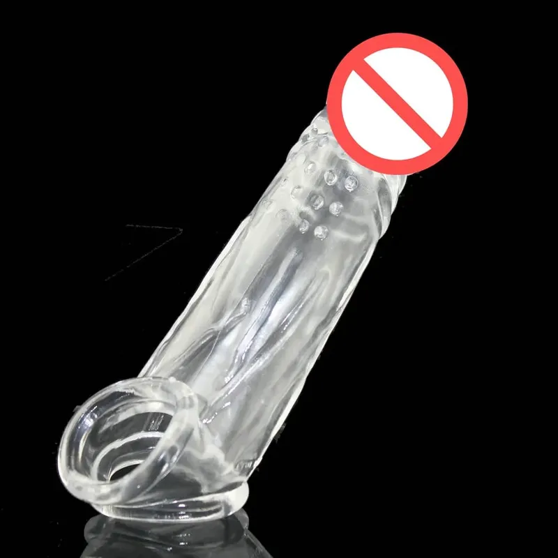 Preservativo retardante reutilizável, 2 anéis, ampliação transparente, impotência, extensão do pênis, manga peniana duradoura, produto sexual, brinquedos masculinos, vibrador