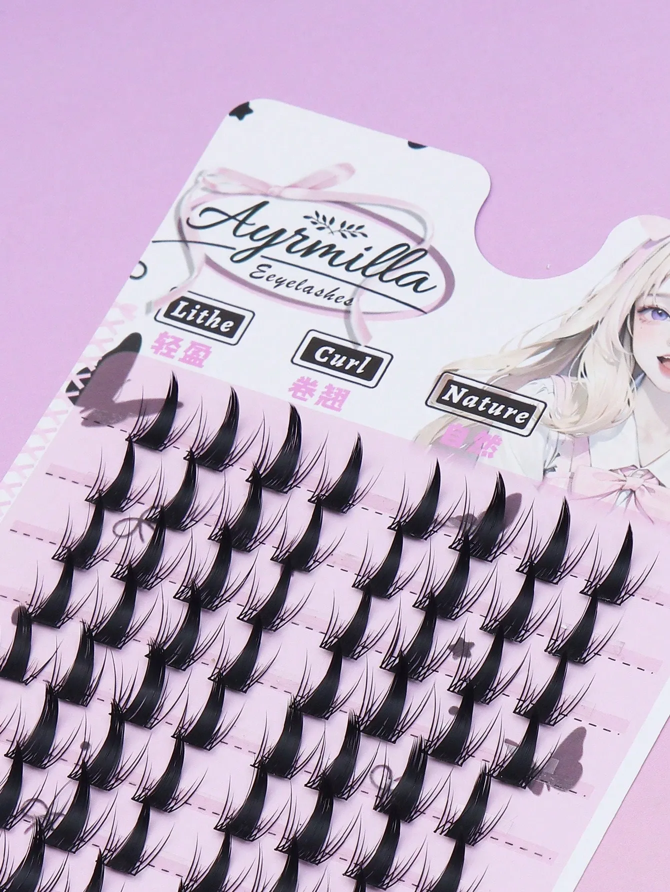 Manga anime espetado cluster cílios ponta afiada olho de raposa cílios individuais cosplay diy segmentado cílios falsos
