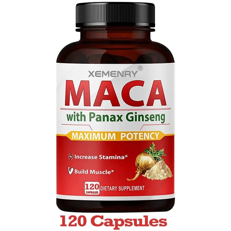 Cápsulas de Maca - Aumentam a Dureza do Tamanho Melhoram a Força Aliviam a Fadiga Maca Ginseng Natural