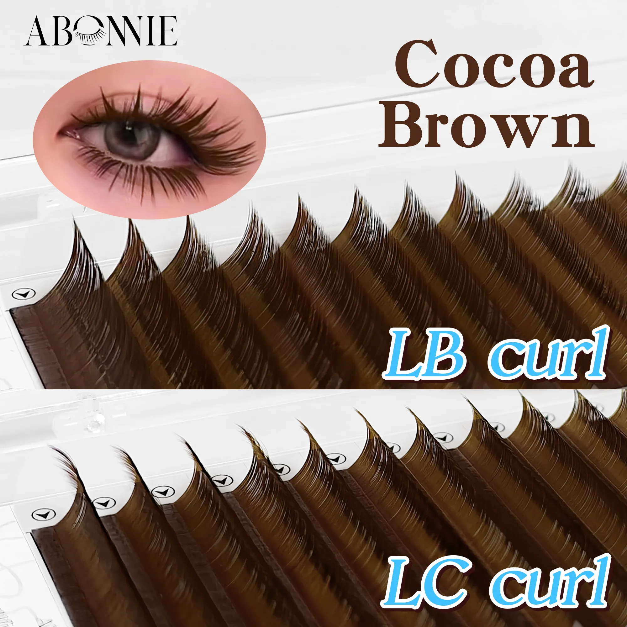 Abonnie LC LB Brown Lashes Extensões clássicas de cílios marrom escuro Foxy Eye Lashes