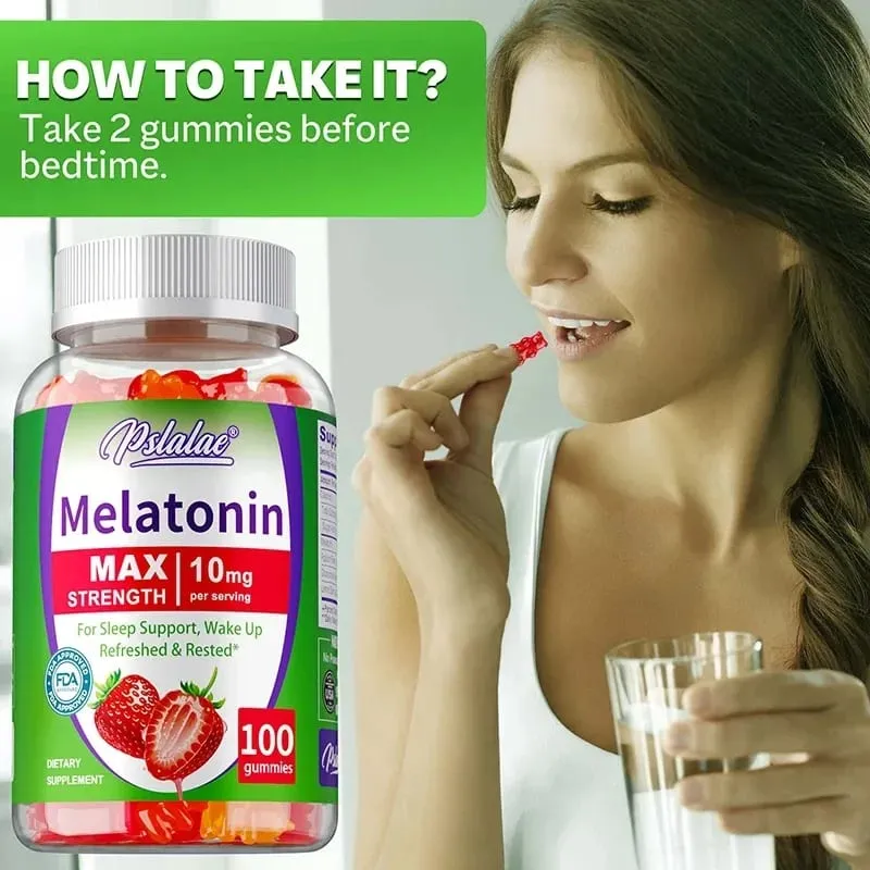Goma de melatonina - Auxilia no sono, melhora a insônia, regula o relógio biológico, melhora a imunidade, produtos de saúde para adultos