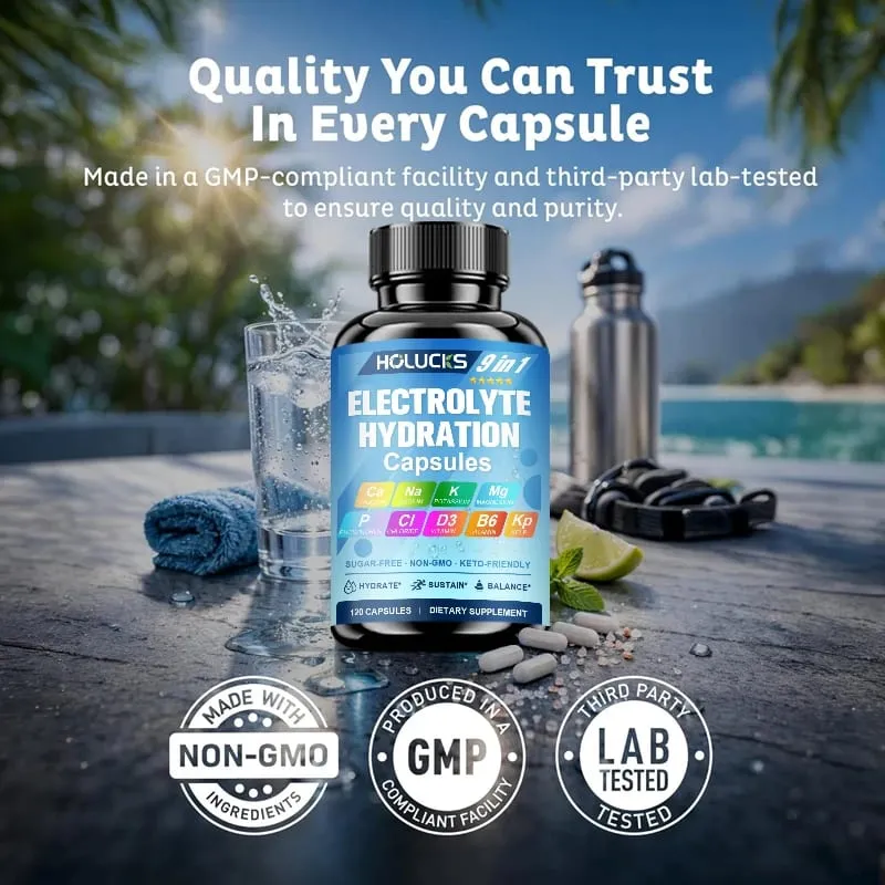 Electrolyte Hydration Capsules Workout Recovery & Muscle Support Energy Production for Fluid Balance