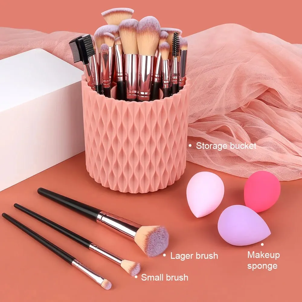 3-20 pçs pincéis de maquiagem conjunto sombra de olho fundação blush iluminador corretivo escova ferramenta de beleza feminina esponjas de polegar puffs