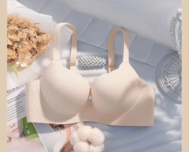 Feminino sólido grosso acolchoado wirefree sutiã conjunto sem costura conforto coleta lingerie push up suporte elegante ajuste para busto menor diariamente