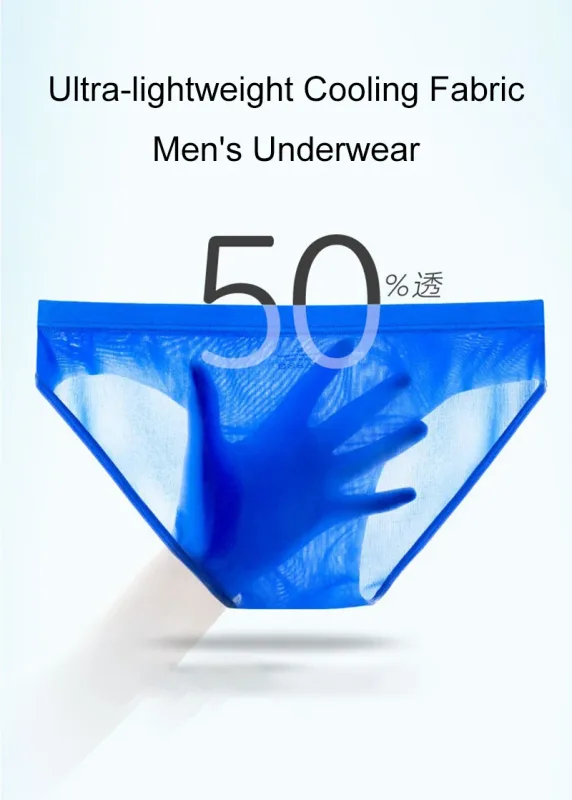 Cuecas masculinas de seda gelo fina secagem rápida roupa interior cintura baixa cor sólida cuecas masculinas sexy u bulge bolsa calcinha respirável