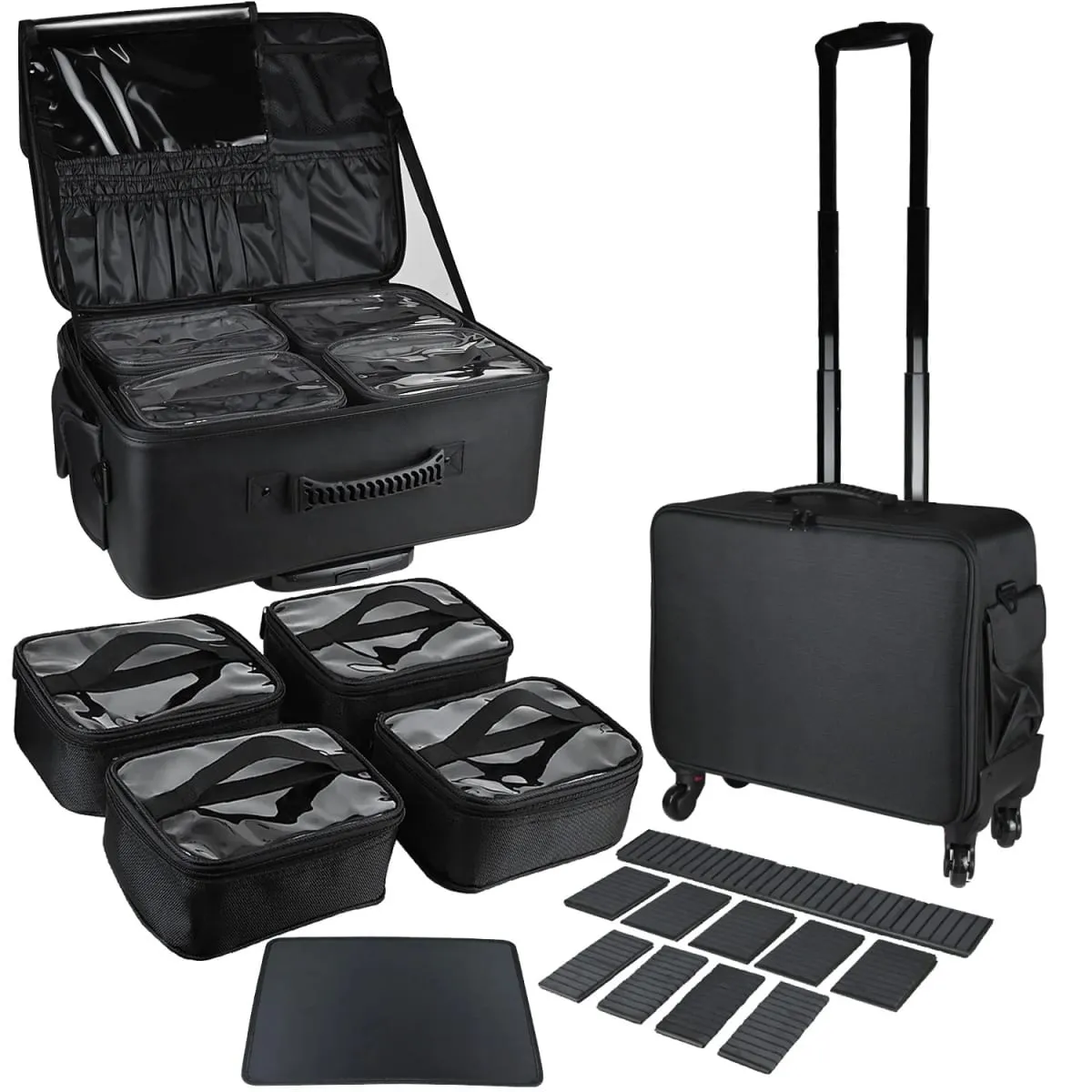 Large Capacity Makeup Trolley Case Multifunctional Oxford PU Satchel Rolling Tool Box for Beauty Nail Art Tattoo Fashion Luggage