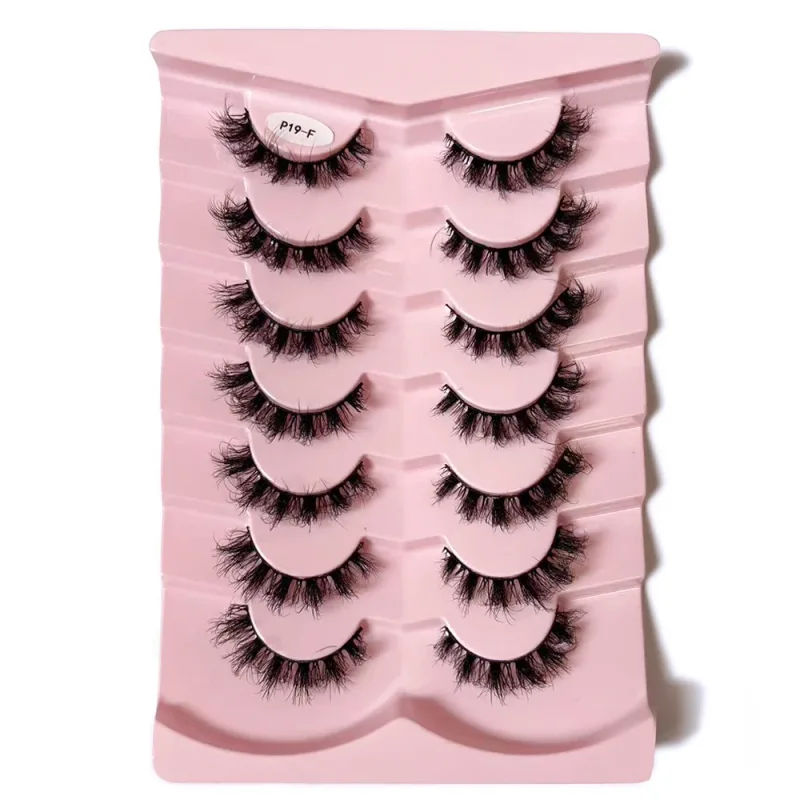 7 Pairs False Eyelashes Wispy Lashes Natural Look Fake Eyelashes Faux Mink Fluffy Strip False Lashes Pack