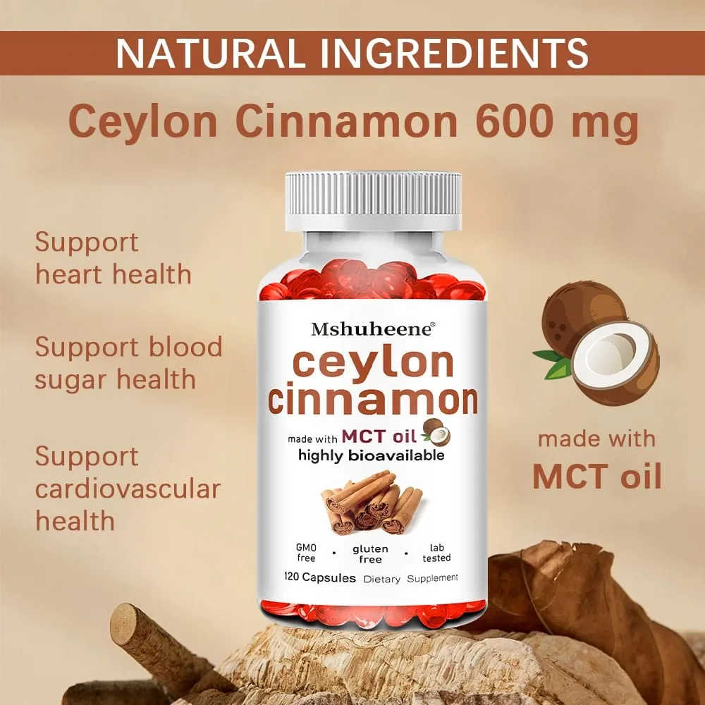 Cápsulas orgânicas de canela do Ceilão 600mg de alta potência suporta antioxidante energia imunológica coração articulação osso e saúde digestiva