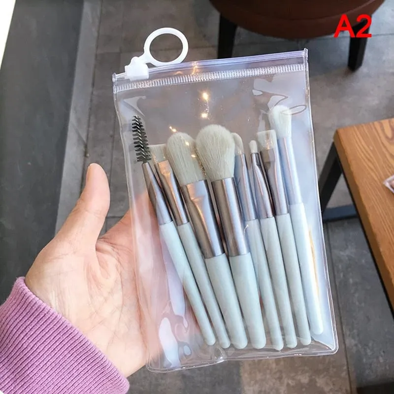 8PCS Mini Pro Makeup Brushes Matte Handle Portable Soft Hair Makeup Brush Set With Bag High Quality Makeup Tools