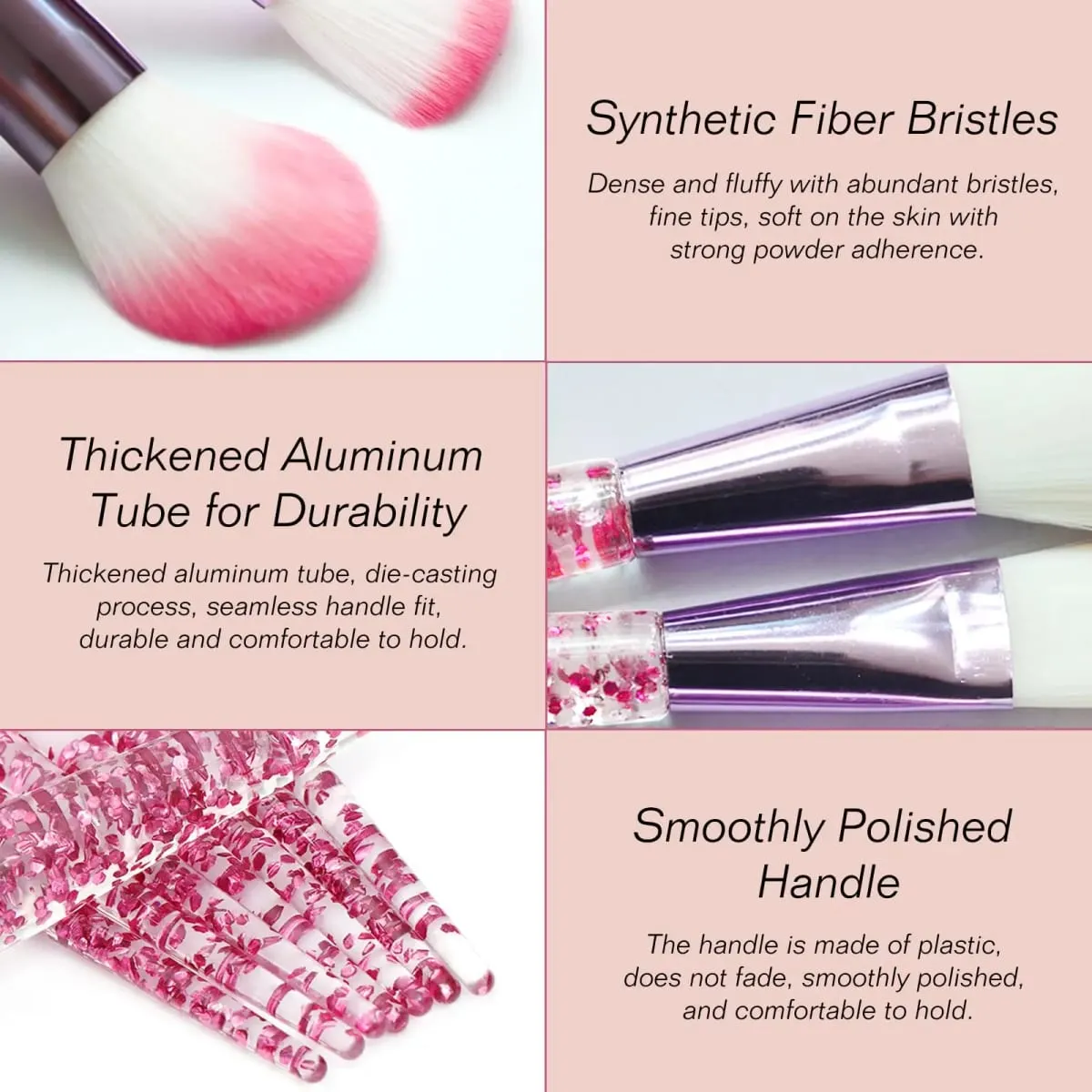 Conjunto de pincéis de maquiagem profissional 5 PCS compatível com sombra de sobrancelha - cerdas de nylon