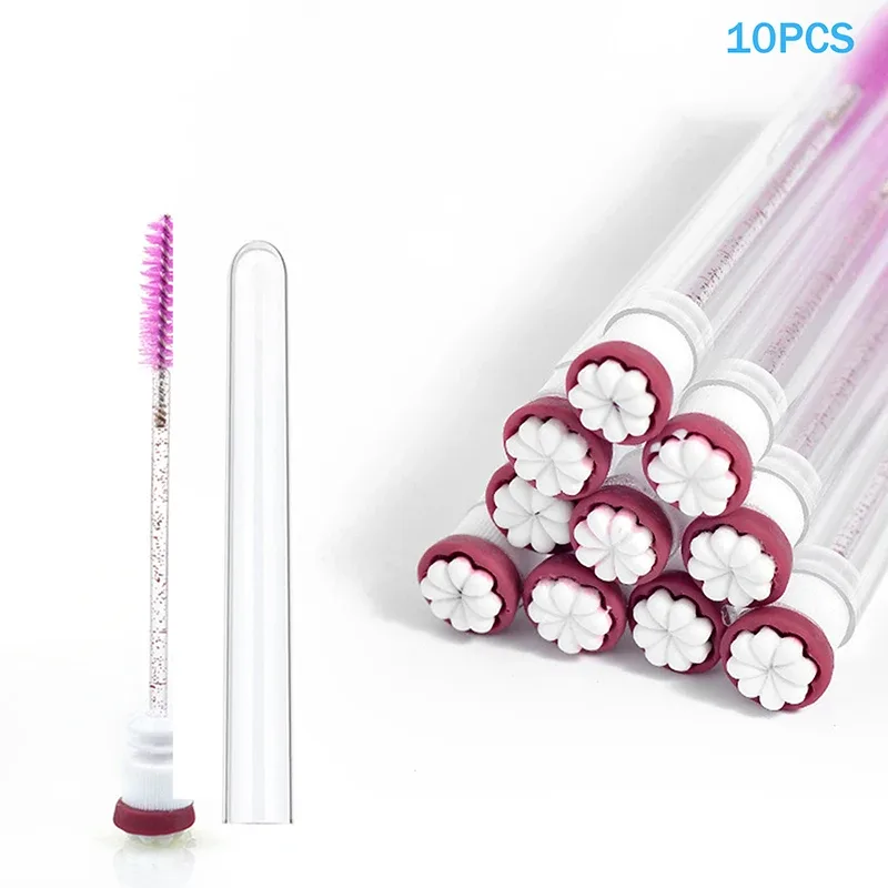 10 pçs/set coleção de frutas rímel escova reutilizável lash escova tubo carretéis lash extensão pincéis aplicadores ferramentas de maquiagem
