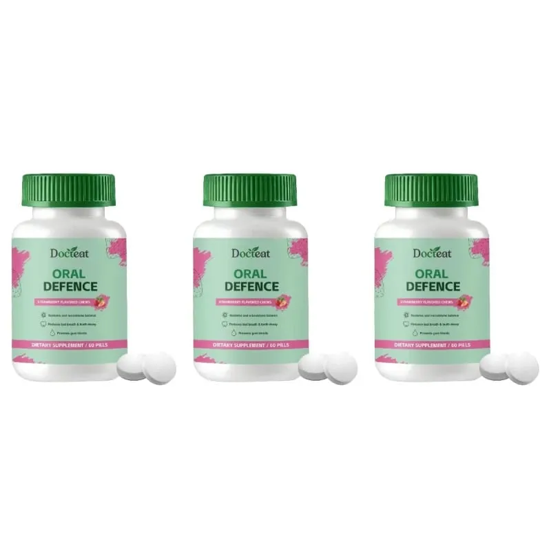 Oral Defence Chewable Tablets for Breath Freshness Support with Xylitol and Microcrystalline Hydroxyapatite for Adult 60 Pills