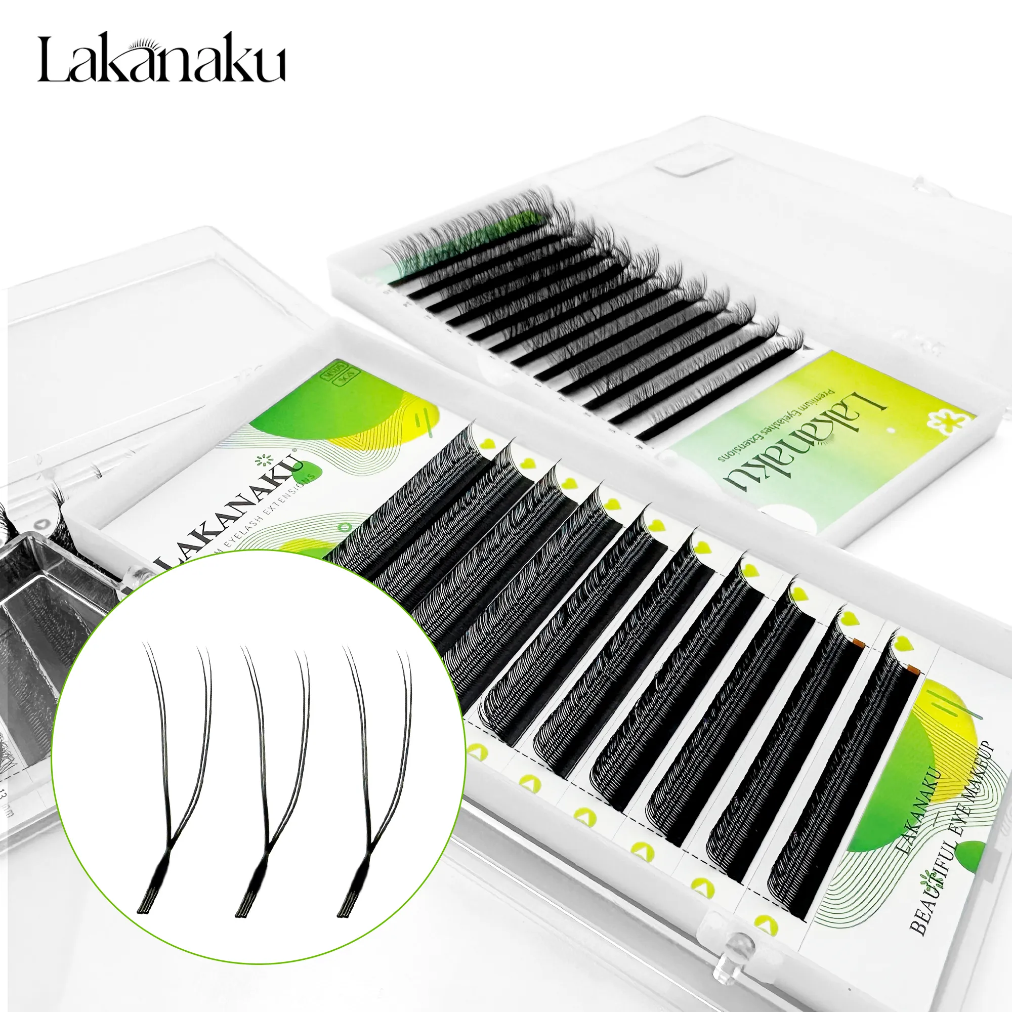 Dark Brown U Shape YY Lashes Brown Premade Eye Lashes Extensions Fio U 2D Clover Cilios