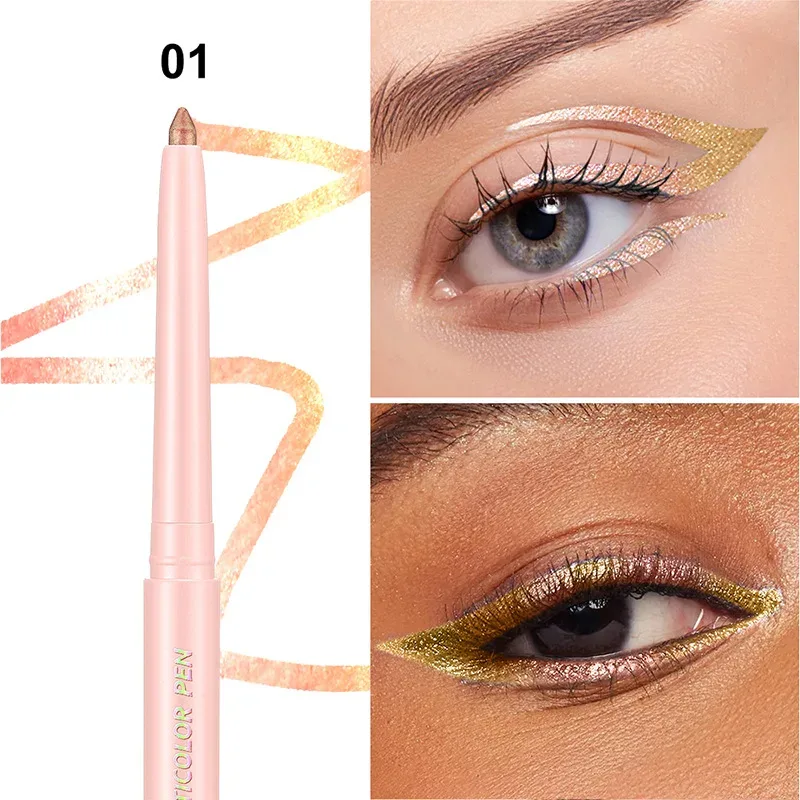 Sombra que muda de cor, delineador multicromado à prova d'água, longa duração, creme suave, forro em gel, maquiagem para os olhos, glitter, sombra