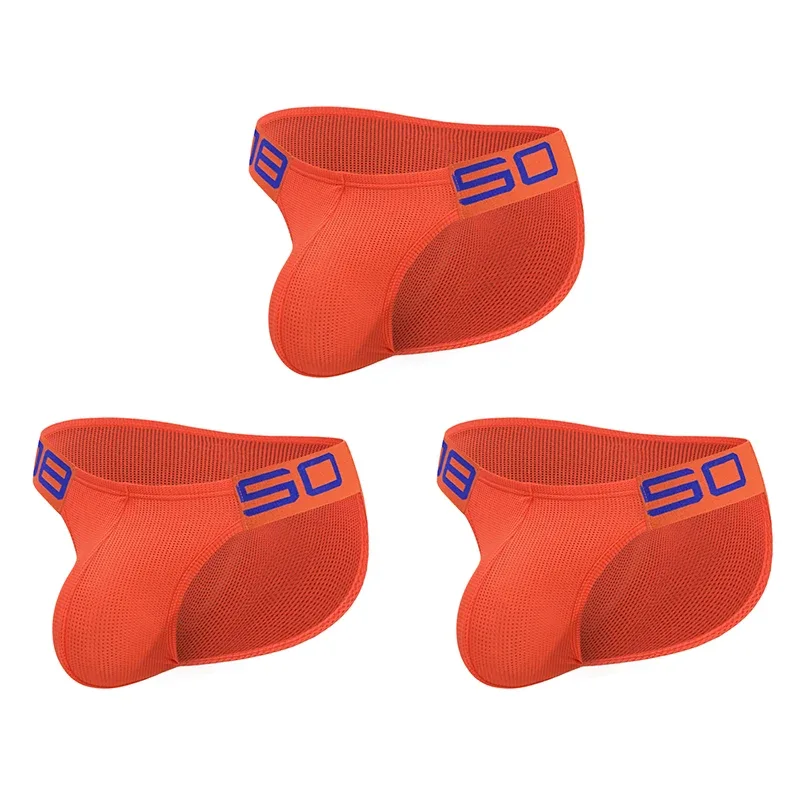 Cuecas masculinas de mistura de nylon, cuecas respiráveis ​​com letras de chifre em relevo, cintura elástica larga, cor fluorescente, roupa íntima sexy