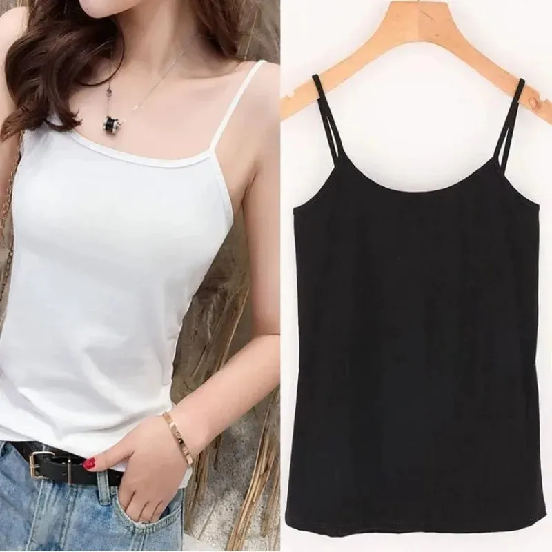 Solid Color Sleeveless Camisole Vest Casual Basic Slim Tank Top All Match Daily Women Summer Fashion Streetwear Tops Underwear — image 3