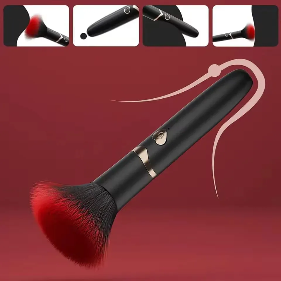 Caneta de maquiagem dupla cabeça vibrador escova macia pente feijão alta frequência micro vibração estimulação profunda g ponto orgasmo brinquedo sexo feminino