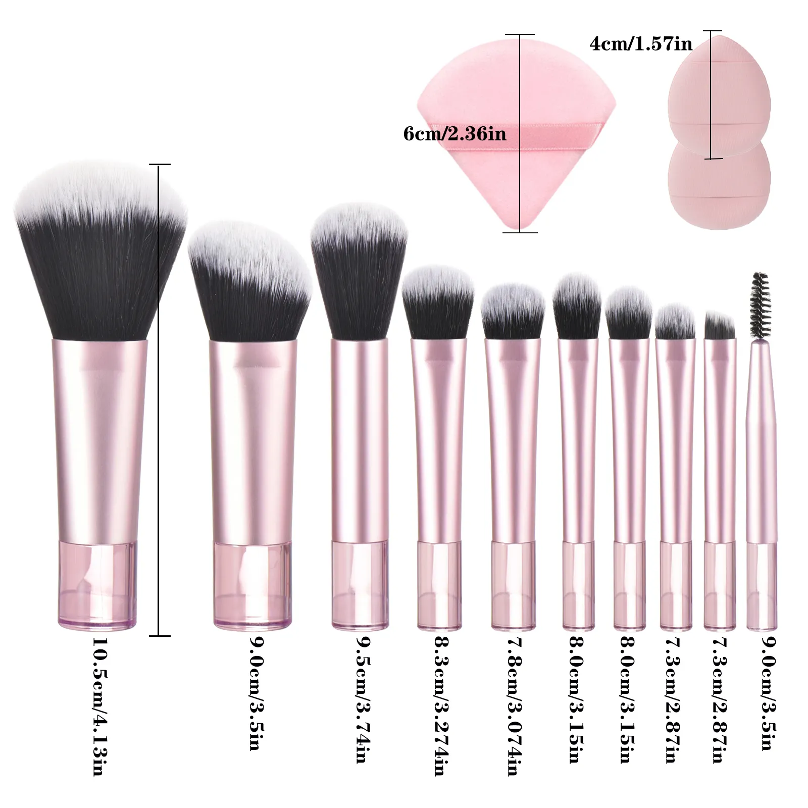 10 Pink Mini Makeup Brush Travel Portable Makeup Tool Makeup Puff - Palm Brush Professional Makeup Tool Set