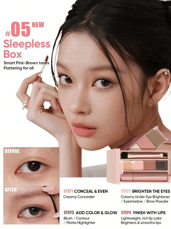Judydoll paleta de sobrancelha tudo-em-um, portátil, multifuncional, sombra, blush, conjunto de maquiagem para viagens, contorno de blush