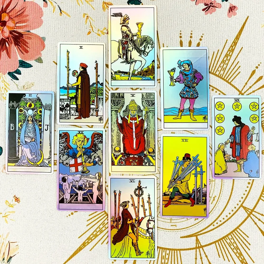 Baralho de cartas de tarô brilhante Vitetta, 78 cartas de tarô para iniciantes, novo design, aproximadamente 10,3 * 6 cm, jogo de tabuleiro de adivinhação