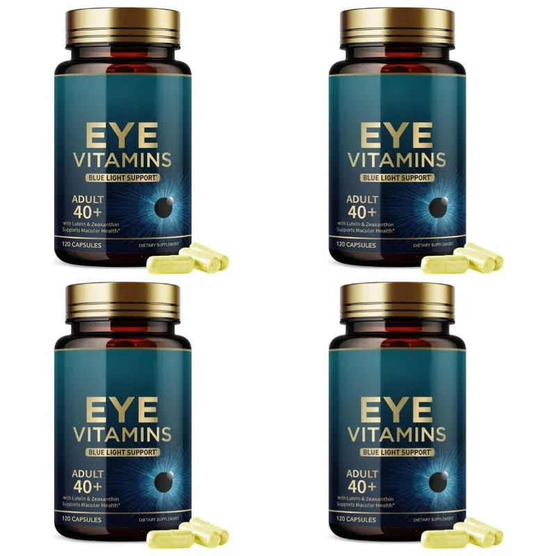 Cápsulas de vitaminas para os olhos, suporte de luz azul com luteína e zeaxantina para mais de 40 cápsulas de suporte à saúde macular para homens e mulheres 120 cápsulas