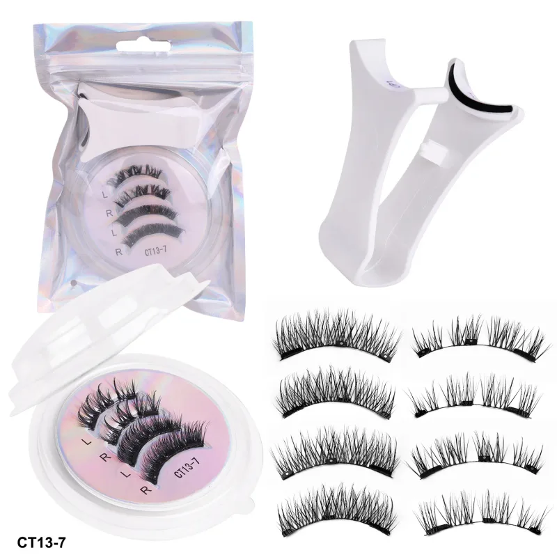 2 pares de cílios magnéticos grossos gato falso cílios maquiagem conjunto reutilizável sem cola flully e encaracolado personalizado e atacado