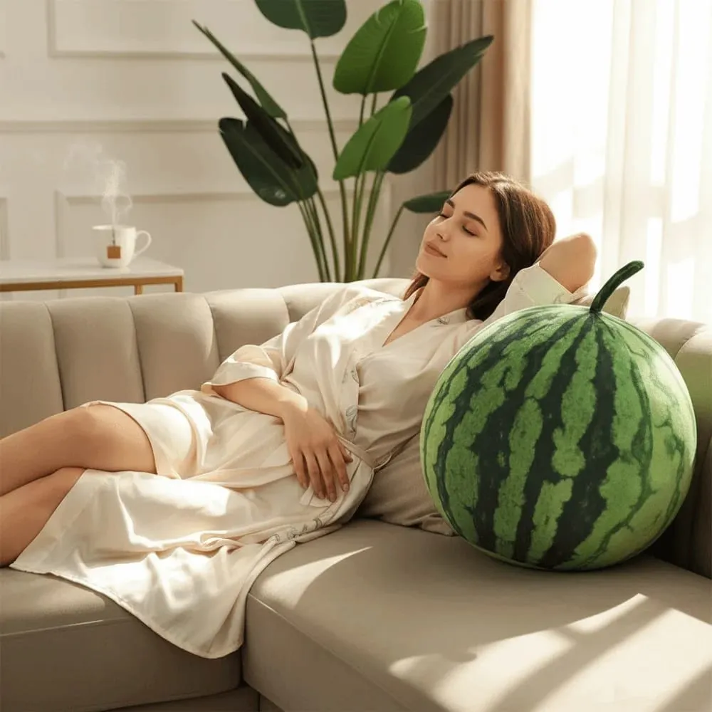 Soft Cotton Watermelon Round Oval Shape Lifelike Watermelon Stuffed Pillow 3D Simulation Funny Design Watermelon Pendant — image 5